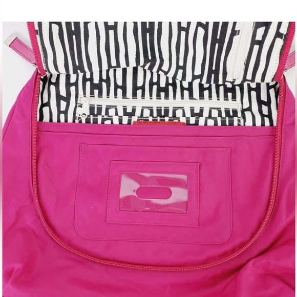 Hobo the Original Nylon Fold Over Crossbody in Hot Pink/“Zebra”-Like New! - Picture 3 of 3